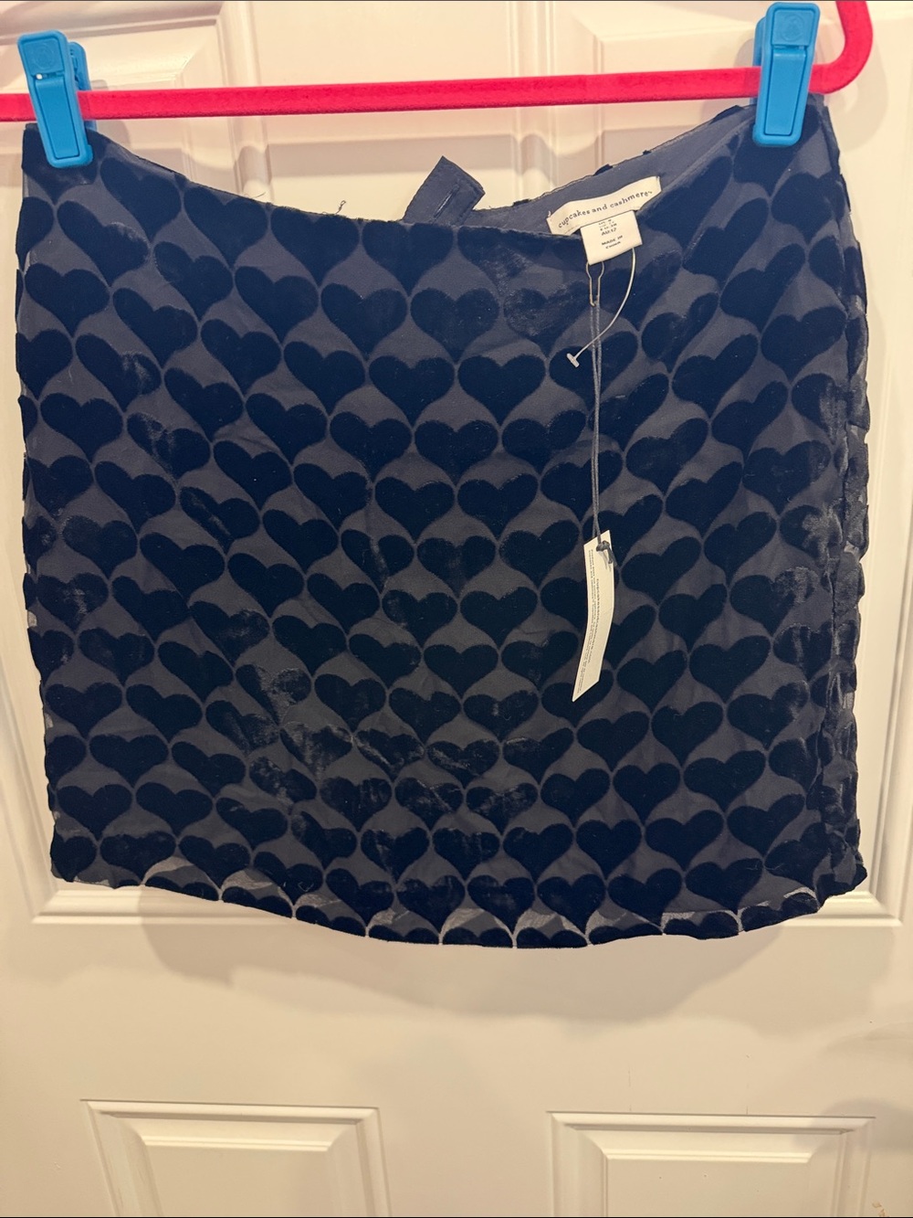 cupcakes & cashmere Black Velvet Heart-Print Mini Skirt